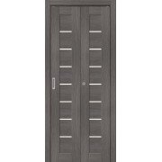 Складные дверь эко шпон bravo Браво-22 остекленная Grey Melinga Mr.wood