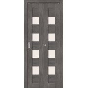 Складные дверь эко шпон bravo Браво-23 остекленная Grey Melinga Mr.wood