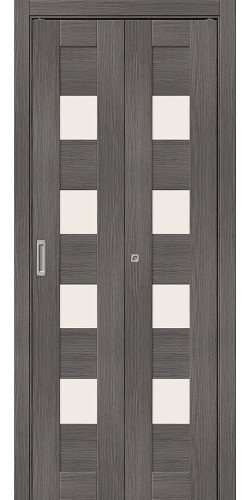 Складные дверь эко шпон bravo Браво-23 остекленная Grey Melinga Mr.wood