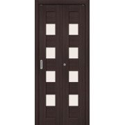 Складные дверь эко шпон bravo Браво-23 остекленная Wenge Melinga Mr.wood