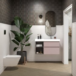Тумба CUBO правая подвесная с ящиками 90, мальва матовая-древесная Kerama Marazzi