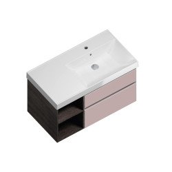 Тумба CUBO правая подвесная с ящиками 90, мальва матовая-древесная Kerama Marazzi