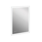 Зеркало LED 080 design pro 60x85 с подсветкой часы с антизапотеванием прямоугольное, Cersanit