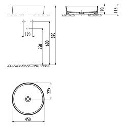 Раковина на столешницу 45 см LOOP цв. белый LP145-00CB00E-0000