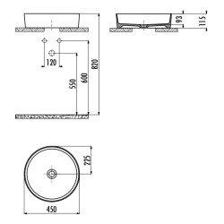 Раковина на столешницу 45 см LOOP цв. белый матовый LP145-00MB00E-0000