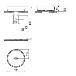 Раковина на столешницу 45 см LOOP цв. черный матовый LP145-00SM00E-0000