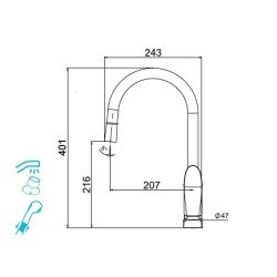 Смеситель для кухни LAPARET LISERA с выдвижным изливом BLACK N2042429LPT