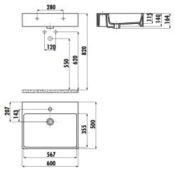 Раковина на столешницу 50*60 см NEXT цв. белый NX260-00CB00E-0000