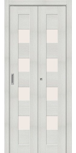 Складные дверь эко шпон bravo Браво-23 остекленная Bianco Veralinga Mr.wood