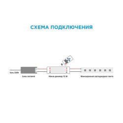 Мини-диммер для монохромной светодиодной ленты Apeyron с пультом 12/24V 04-10