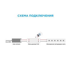 Мини-диммер для монохромной светодиодной ленты OGM с пультом 12/24V C4-10