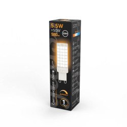 Лампа светодиодная диммируемая Gauss G9 5,5W 3000К прозрачная 107309155-D
