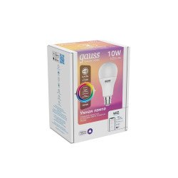 Лампа светодиодная диммируемая Gauss Smart Home E27 10W 2700-6500K RGBW матовая 1180112