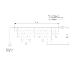 Уличная светодиодная гирлянда Eurosvet бахрома 230V 100-101 теплый белый