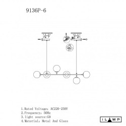 Подвесная люстра iLamp Golden 9136P/6 BK-WH