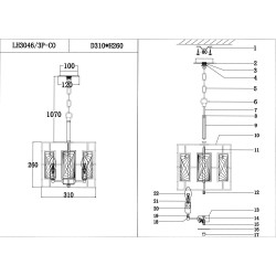 Подвесная люстра Lumien Hall Барумини LH3046/3P-CO