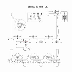 Подвесная люстра Lumien Hall Ilmari LH4136/12PO-BR-BK