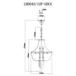 Подвесная люстра Lumien Hall Лиссоне LH0043/12P-GDCG
