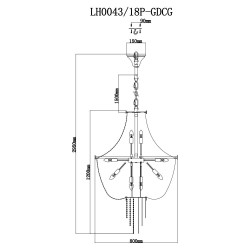 Подвесная люстра Lumien Hall Лиссоне LH0043/18P-GDCG