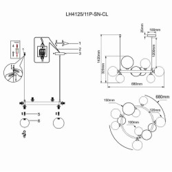 Подвесная люстра Lumien Hall Lovrenc LH4125/11P-SN-CL