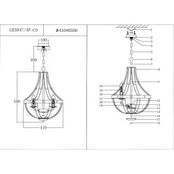 Подвесная люстра Lumien Hall Новара LH3047/4P-CO