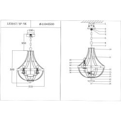 Подвесная люстра Lumien Hall Новара LH3047/4P-NK