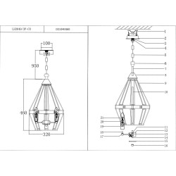 Подвесная люстра Lumien Hall Сакрофано LH3049/3P-CO