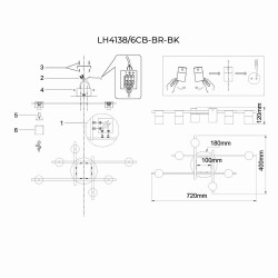 Потолочная люстра Lumien Hall Trey LH4138/6CB-BR-BK