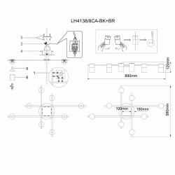 Потолочная люстра Lumien Hall Trey LH4138/8CA-BK-BR