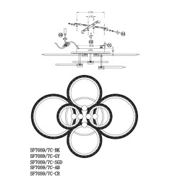 Потолочная люстра Seven Fires Ejlev SF7059/7C-GY-BL