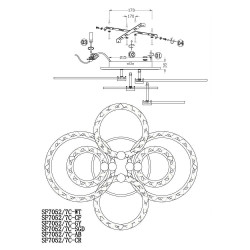 Потолочная люстра Seven Fires Oden SF7052/7C-GY-BL