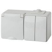 Блок розетка-выключатель двухклавишный ЭРА Эксперт IP65 16A 250V 11-7602-03 Б0035994