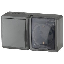 Блок розетка-выключатель ЭРА Эксперт IP54 16A 250V 11-7401-03 Б0020734