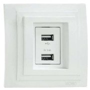 Розетка 2-а USB-зарядка Mono Electric Larissa 16A 250V белый 103-191905-178