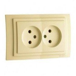 Розетка 2К двойная Mono Electric Larissa 16A 250V винтовое подключение крем 103-171705-121