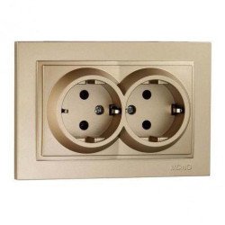 Розетка 2К+З двойная Mono Electric Despina 16A 250V винтовое подключение титан 102-222204-120