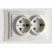 Розетка 2К+З двойная Mono Electric Larissa 16A 250V винтовое подключение белый 103-191904-120