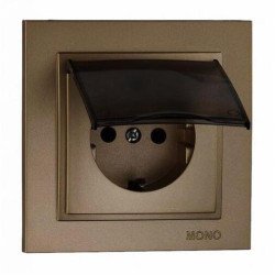 Розетка 2К+З Mono Electric Despina 16A 250V с крышкой винтовое подключение бронза 102-232321-118