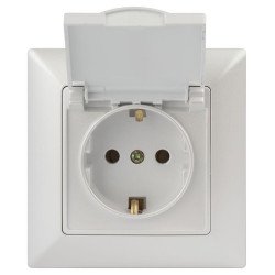 Розетка ЭРА Intro Solo Schuko 2P+E 16A 250V с крышкой перламутровый 4-203-06 Б0053662