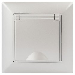Розетка ЭРА Intro Solo Schuko 2P+E 16A 250V с крышкой перламутровый 4-203-06 Б0053662