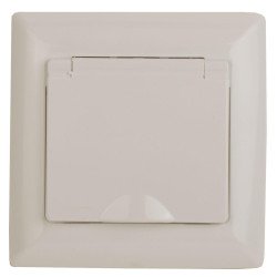 Розетка ЭРА Intro Solo Schuko 2P+E 16A 250V с крышкой слоновая кость 4-203-02 Б0043320