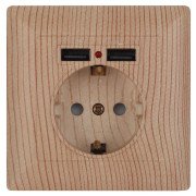 Розетка ЭРА Intro Solo Schuko P+E 16A 250V со шторками 2хUSB дерево 4-410-11 Б0043409