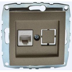 Розетка компьютерная RJ45 Mono Electric Despina/ Larissa 6 кат бронза 500-002305-125