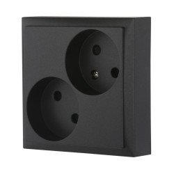 Розетка LK Studio двойная без з/к, со шторками (черный бархат) LK60 863608-1