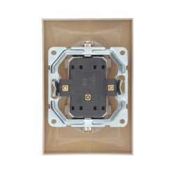 Розетка LK Studio двойная прямая с з/к, со шторками (бежевый) LK60 863701-1