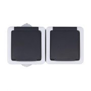 Розетка LK Studio двойная с з/к, EF602G, 16A (серый) 80008