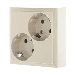 Розетка LK Studio двойная с з/к, со шторками (бежевый) LK60 863501-1