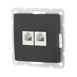 Розетка LK Studio компьютерная 2хRJ-45 кат. 5е с накладкой (черный бархат) LK60 866208-1