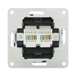Розетка LK Studio компьютерная двойная 2хRJ-45 кат.5е с накладкой (серебристый металлик) LK80  846203-1