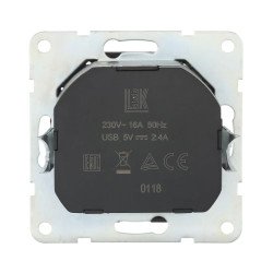 Розетка LK Studio с з/к + 2хUSB разъема, 2А (черный бархат) LK60 868008-1